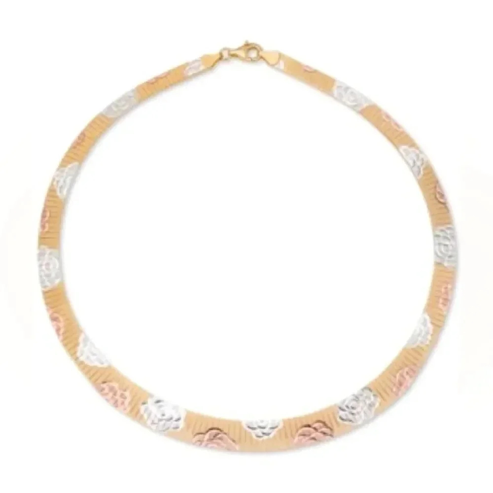 Giani Bernini Tri-Color Rosette Graduated 17"Collar Necklace MADE IN ITALY